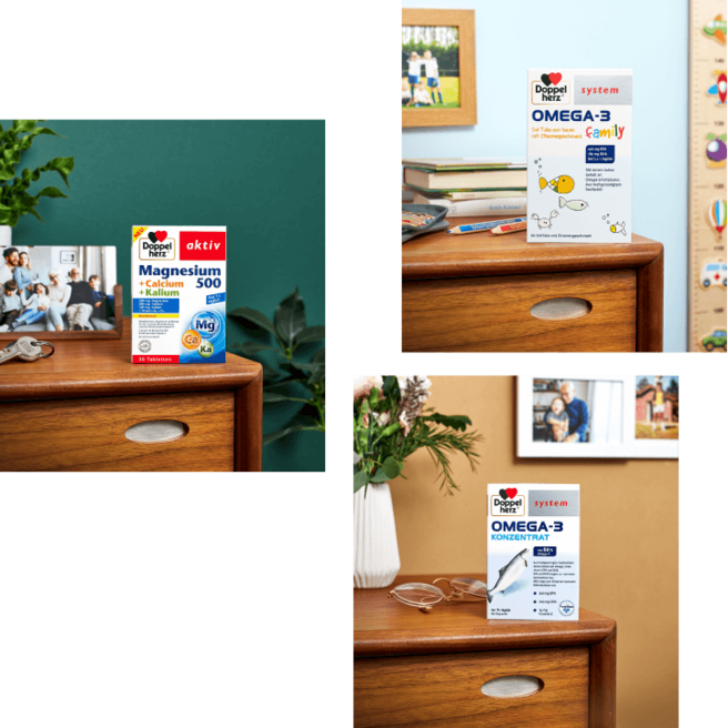 Verschiedene Bilder von Doppelherz Produkten