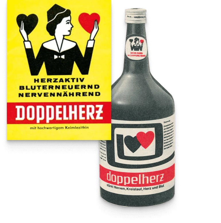 Historisches Plakat und historische Flasche von Doppelherz